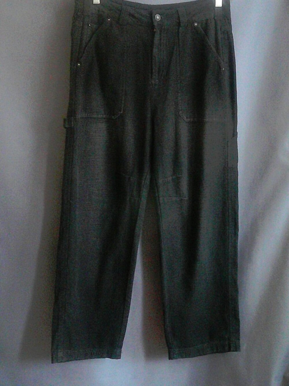 Free People NWT Washed Black Wide Legs Utility Carpenter Pants 8